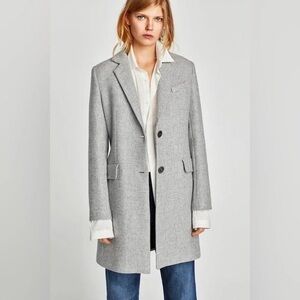 Zara Women's Light Gray Wool Blend Coat